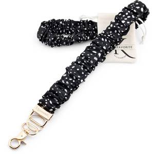 lot 6283 image: MyfavoriteK Stylish Scrunchie Lanyard for ID Badges Cute Neck Stretchy Lanyard for Keys Retractable Keychain Holder (Polka Dot)