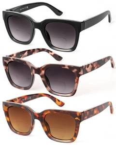 lot 6287 image: JOLISU Bifocal Sunglasses Reader - 3 Pack Lightweight Oversized Classic Style for Women Reading With UV 400 Protection Readers Built-in(2.0)