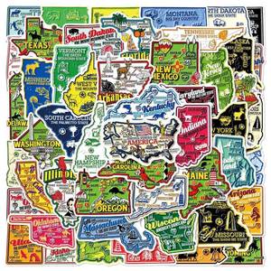 lot 6288 image: 50Pcs United States Map Stickers - Waterproof Vinyl Removable No Residue Stickers, for Skateboard Fridge Laptop Phone Luggage, Suitable for Kids Girls Adults Boys (USA-Map)
