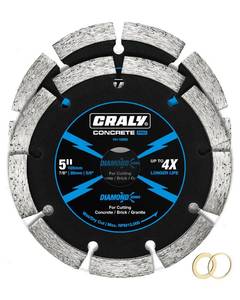 lot 6293 image: CRALY 5 Inch Super Thin Segmented Diamond Blade, 78 in Arbor, 5 Diamond Stone Blade for Angle Grinder & Masonry Saw, Diamond Cutting Wheel for Cutting Concrete, Brick, Granite, Block, 2PC