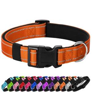 lot 6308 image: PenSeepet Reflective Dog Collar Padded with Soft Neoprene Breathable Quick Release Basic Dog Collars for Puppy Small Dogs Orange