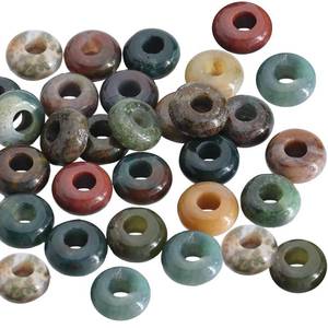 lot 6311 image: SOFPLATE 1 Box 30Pcs Large Hole Stone Beads 10mm Gemstone Rondelle Bead Bulk Indian Agate Crystal Flat Round Natural Stone Spacer Beads for Beading Bracelets Jewelry Making Necklaces Hair Accessories