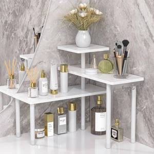 lot 6314 image: JayRex Bathroom Organizer Countertop Corner Shelf, 3 Tier Moveable Organizer for Make Up, Dresser Table, Desktop (White)