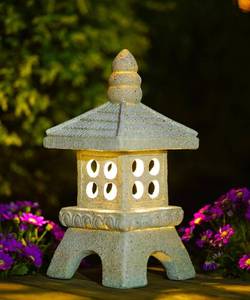 lot 6317 image: Nacome Solar Pagoda Garden Statues11.5 inches Outdoor Waterproof Resin Zen Decor for Landscape Balcony Patio Porch Yard Ornament(Gray)