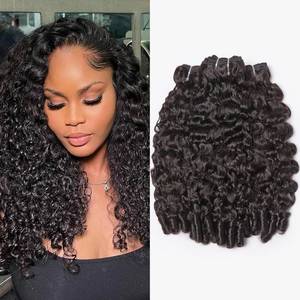 lot 6325 image: WEQUEEN Burmse Curly Bundles Human Hair Brazilian Virgin Hair 18 20 22 Inch Spiral End Quick Water Wave Natural Black