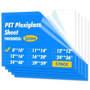 lot 6327 image: Art3d 5-Pack of 8�10 PETPlexiglass Sheets, Transparent Clear Flexible Plastic Sheet Panels for Craft, Picture Frames, Sign Blank, DIY Display Project