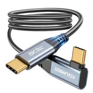 lot 6328 image: ZeroneTeck USB 4 for Thunderbolt 4 Cable, Durable 8K60Hz4K144Hz USB C Monitor Display Cable, 40Gbps High Speed Data Transfer Right Angle, 240W Charing for iPhone 17,MacBook,iPad,SSD,HP,KYY - 6FT