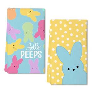 lot 6336 image: ARKENY Easter Kitchen Towels Set of 2,White Polka Dot Bunny Hello Peeps Dish Towels 18x26 Inch Drying Dishcloth,Farmhouse Holiday Seasonal Spring Decorations AD251