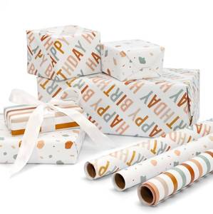 lot 6337 image: Beautiful Birthday Wrapping Paper - Set of 3 Quality Happy Birthday Paper Rolls For Medium Sized Gifts - Add a Touch of Magic to Every Gift You Wrap - 17 in x 120 in Per Roll For Boys and Girls