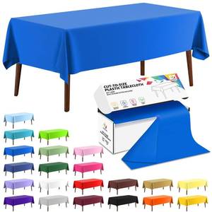 lot 9559 image: CXPSINC 54 Inch X 300 Feet Plastic Table Cover Roll Disposable Tablecloth with Slide Cutter for All TypeShape Tables  Party, Banquet, Birthdays, Weddings(Blue, 300 Feet)