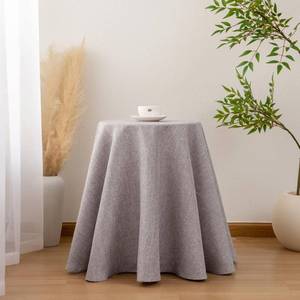 lot 9560 image: Hiasan Round Linen Tablecloth 108 Inch - Wrinkle and Stain Resistant Washable Polyester Fabric Table Cloth for Dining Room Kitchen Party, Stone