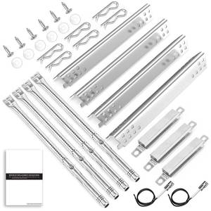 lot 9571 image: Uniflasy Grill Replacement Parts for Charbroil Advantage 4 Burner 463344015, 463343015, 463432215, 463240015 Gas Grill 3 Burner 463464315 466434315 463436815 Heat Plate, Grill Burner, Carryover Tube