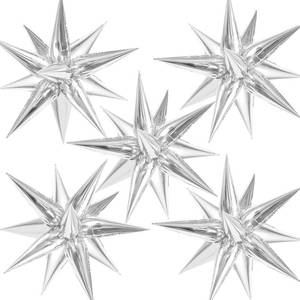 lot 10274 image: TOTAFAM 60 Pcs Star Balloons Explosion 12 Point Foil Cone Balloons Magic Balloon Large for Wedding Anniversary Backdrop Birthday Party Decorations Silver
