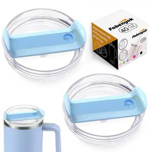 lot 10278 image: Fabenyok 40 OZ Tumbler Lid Replacement Fit for Stanley Cup, 2 Pack Clear Replacement Lids Fit for Stanley Travel Tumbler, Spill Proof Tumbler Covers for Stanley Cup Accessories (Clear - Azure)