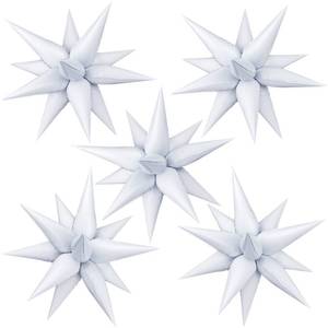 lot 10283 image: TOTAFAM 60 Pcs Star Balloons Explosion 12 Point Foil Cone Balloons Magic Balloon Large for Wedding Anniversary Backdrop Birthday Party Decorations White