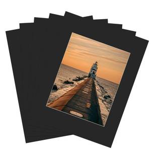 lot 10285 image: ZBEIVAN 11x14 Black Picture Mats with Core Bevel Cut Frame Mattes for 8x10 Pictures - Pack of 5