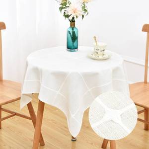 lot 10301 image: NEWISHER Farmhouse Embroidered Plaid Tablecloth Lattice Fabric Table Cloth Small Square Rustic Checkered Table Cover Dining Kitchen Home Decor Party (36 x 36 inch)