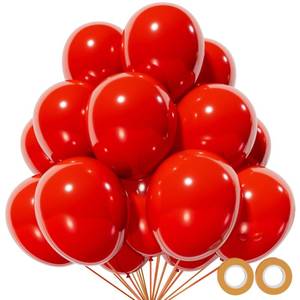 lot 10303 image: Red Balloon 110pcs, Red Latex Balloons12 inch for Birthday Valentines Day Wedding(with 2 Ribbons).