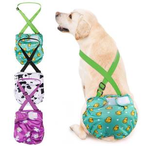 lot 10316 image: 3 Pack Avont Washable Female Dog Diaper with Suspender, Reusable Girl Doggie Diapers for Small Medium Large Doggy in Heat Cycle Period Incontinence