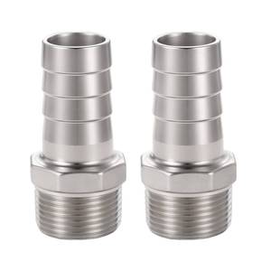 lot 10323 image: SNUTUYA 304 Stainless Steel Hose Barb Fitting��1 Hose barb x 1 NPT male, for connecting 1-inch bore airwateroil hose, etc., 2 packs��