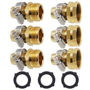 lot 10327 image: Lifynste Garden Hose Repair Connector with Clamps, Male and Female Garden Hose Fitting, 3 Set