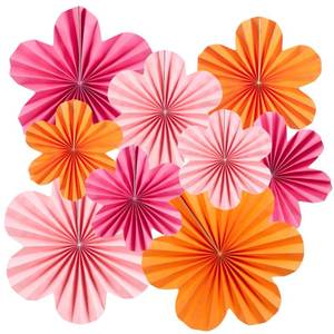 lot 10348 image: SUNBEAUTY 9 Pcs Hot Pink and Orange Paper Flowers Decorations for Wall, Spring Summer Vibrant Decorations for Wall Rock Party Girl Groovy Birthday Baby Shower Wedding Bachelorette Room Hanging Decor