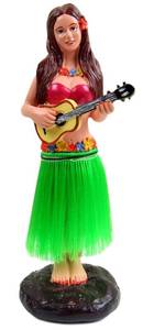 lot 11283 image: Franchise Figurine Co. Dashboard Hula Girl for Car �� 6 Inch 6 Hand-Painted Hawaiian Bobblehead Figurine with Ukulele, Desk Ornament & Gift