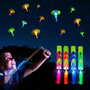lot 11297 image: OceanWings LED Flying Set with Whistle, 25 Slingshot25 Glow Helicopter, Flying Toy Outdoor Toy Glow in The Dark Party Supplies Party Favors Bulk for Kids 8-12,4-8 Summer Camping Outdoor Game
