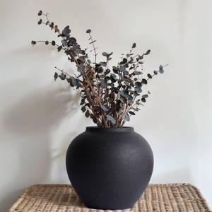 lot 11301 image: Rustic Ceramic Vase, 8.3 Black Farmhouse Tall Vase, Vintage Vases, Modern Terracotta Decor Vases for Home Decor, Living Room, Entryway, Table Centerpieces, Shelf, Kitchen, Housewarming Gifts