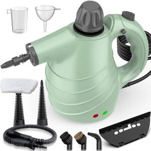 lot 11305 image: Handheld Steam Cleaner for Home, High-Pressure Chemical-Free Steamer with 10 Accessories for Deep Cleaning and Less Scrubbing on Kitchen Grease, Bathroom Tile, Grout, Floor and Couch(Green)