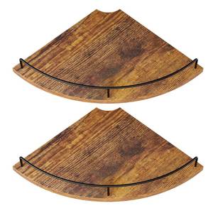 lot 11306 image: FNBAR Corner Floating Shelves, Rustic Brown Wood, Set of 2, Wall Mount Storage with Guardrail for Bathroom Kitchen Living Room