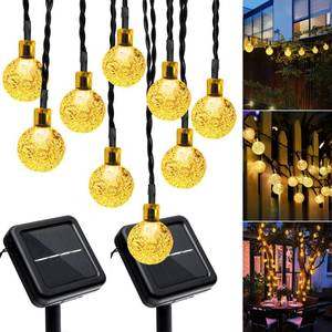 lot 11309 image: Galavasen Outdoor Solar String Lights, 2x46FT 66LED 8Modes Crystal Solar Powered Christmas Fairy String Lights Waterproof for Outside Yard Fence Easter Holiday Party Garden Decor 2Pack(Warm White)