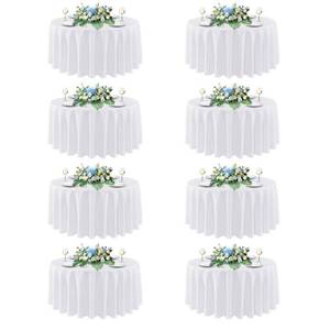 lot 11316 image: sancua 90 Inch Round Tablecloth White, 8 Pack - Circle Polyester Fabric Table Cloth for Wedding Party Reception Banquet Birthday, Washable Formal Table Cover (Fit 30-72 Inch Tables)
