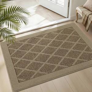 lot 11321 image: COSY HOMEER Non-Slip Door Mat 24x36, Entryway Rugs Low Profile Absorbent Dirt Trapper Doormat for Front Entrance, Washable Polypropylene Entry Mat (Beige)