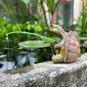 lot 11329 image: Charming Resin Turtle Fishing Statue, for Outdoor Garden, Patio, and Pond Decor, Ideal Gift Turtle Decor(No Fishing Pole)