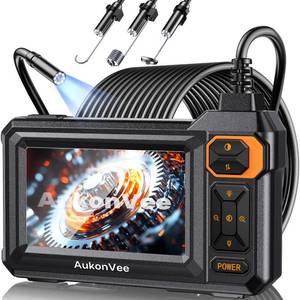 lot 11331 image: Endoscope Camera with Light, 1920P HD Borescope Inspection Camera with 4.3 IPS Screen, AukonVee IP67 Waterproof with 8 LEDs & 16.5ft Semi-Rigid Snake Camera for Automotive Pipe Tools Gadgets for Men