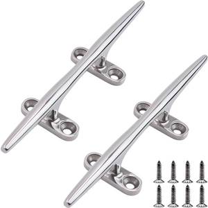 lot 12281 image: Laorde Boat Cleat 4 inch 5 inch 6 inch 8 inch 10 inch Open Base 316 Stainless Steel Dock Cleat Marine Grade Rope Cleat with Fasteners for Kayaks, Nautical Decor (Silver 10 inch 2 Pack)