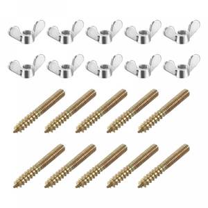 lot 12310 image: uxcell M4 Wing Nuts Butterfly Nut Silver Tone 10pcs and M4x30mm Hanger Bolt Double Headed Screw 20pcs