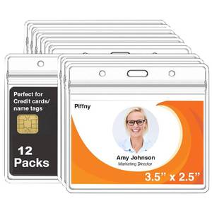 lot 12327 image: Clear ID Holder for Lanyard - ID Card Holder Waterproof (Inches, 3.5 x 2.25 Horizontal 12 Pack)