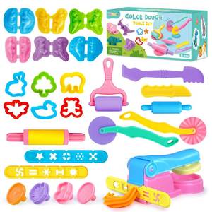 lot 12347 image: VConejo Dough Tools Set for Kids, 26pcs Dough and Clay Accessories with Stamps, Animal Cutters, Rollers, Extruder, Dinosaur Play Molds, Educational Toys for Boys Girls