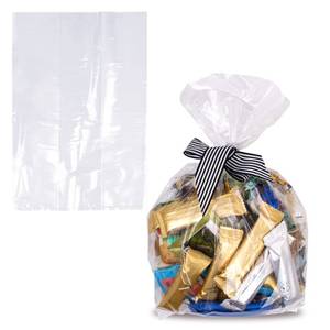 lot 12349 image: APQ Clear Gusseted Poly Bags, 8 x 3 x 15 Inches. Pack of 100 Waterproof Side Gusseted Plastic Bags with Open Top. 2 Mil Thick Flat Bottom Clear Bag for Packaging Popcorn, Cookies, Bread