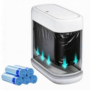 lot 13266 image: Purexa 2.3 Gallon Slim Small Bathroom Trash Can with Lid, White Dog Proof Garbage Can with Air-Press Bag Expander & Removable Bucket, Narrow Bathroom Waste Basket for Bedroom, Office, Dorm