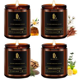 lot 14013 image: Scented Candles Set, Soy Candles for Home Scented, 3 Pack 28oz Candle Gifts for Men Women, Scents of Magnolia & SandalwoodMoroccan AmberLemon EucalyptusVintage Oak