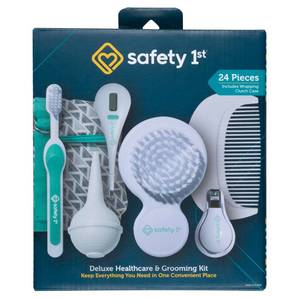 lot 14040 image: Safety 1st Deluxe Baby Healthcare and Grooming Kit, Pyramids Aqua, Newborn Baby Essentials, One Size, 24 Pieces