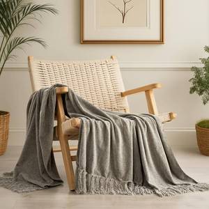 lot 14051 image: EverGrace Soft Chenille Throw Blanket for Couch, Cozy Plush Fuzzy Decorative Chenille Knit Throw Blanket with Tassels, Lightweight Blanket and Throws for Bed Sofa Gift Home Decor, Taupe 50x60