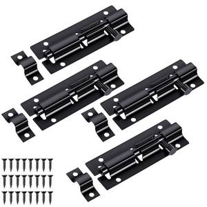 lot 14058 image: DOPENSPI 4 Pcs Black Slide Bolt Latch, 304 Stainless Steel Slide Latch Lock Small Barrel Bolt Latches Sliding Door Lock with 24 Screws for Gate Cabinet Garden Door(2 Inch)