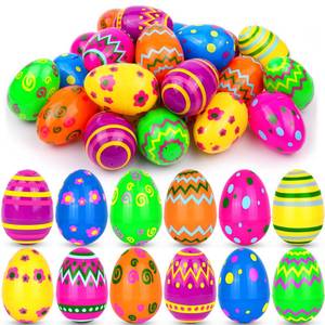 lot 14392 image: 48 PCS 3.1 Plastic Printed Easter Eggs Bulk, Bright Colorful Fillable Empty Easter Eggs Bulks for Egg Hunt, Kids Easter Basket Stuffers Fillers Classroom Prizes Rewards Party Favors for Boys Girls