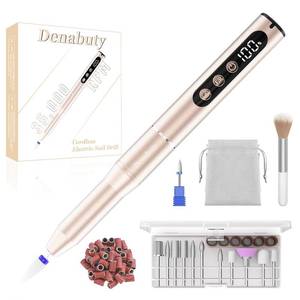 lot 14399 image: Denabuty Electric Nail Drill Cordless, 35000RPM Portable Electric Nail File with LCD Display and 12 Nail Drill Bits for Acrylic & Gel Nails, Professional Manicure & Pedicure Kit Set Golden