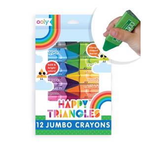 lot 14405 image: Ooly Jumbo Triangle Crayons for Toddlers Set of 9, Non-Toxic Triangle Shaped Easy to Hold Crayons for Toddler, No Rolling Crayon, Gifts for Kids