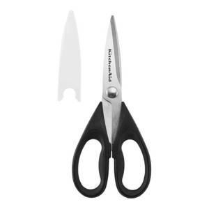 lot 14409 image: KitchenAid All Purpose Kitchen Shears with Protective Sheath Durable Stainless Steel Scissors, Dishwasher Safe, Soft Grip Comfort Handle, 8.72 Inch, Black